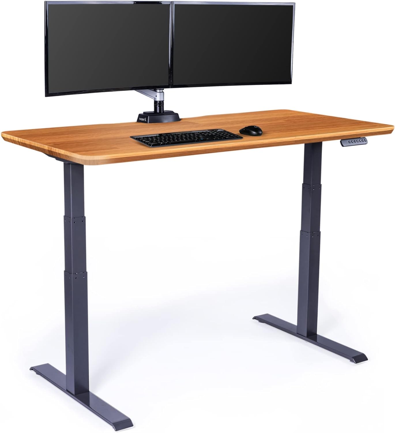 Electric Standing Desk 60" X 30" - Dual Motor Sit to Stand Desk - Push Button Memory Settings - Solid Top with Height Adjustable Steel Legs - Work or Home Office Desk - (Butcher Block)
