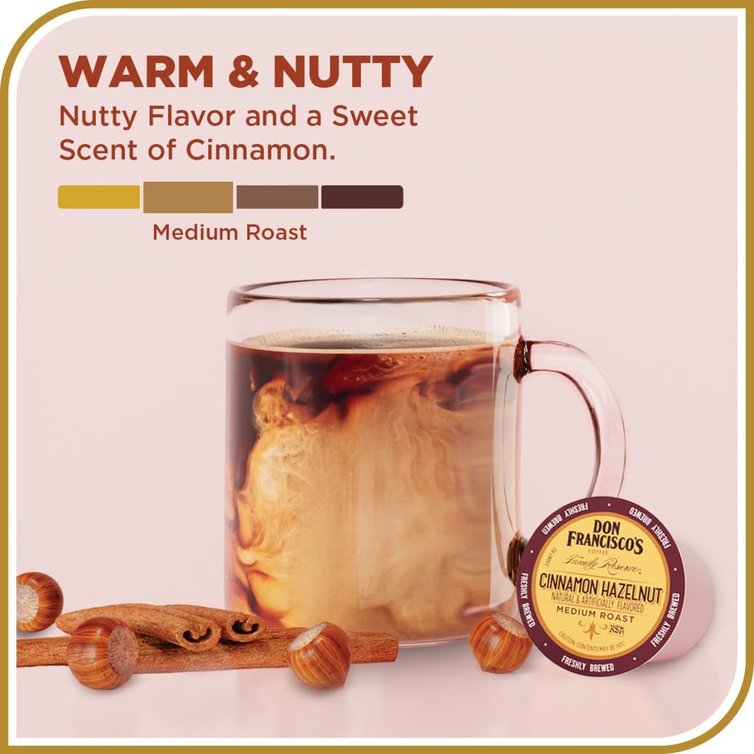 Cinnamon Hazelnut Flavored Medium Roast Coffee Pods - 55 Count - Recyclable Single-Serve Coffee Pods